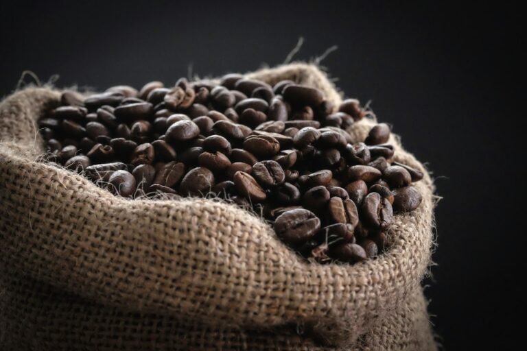 Coffee beans in a jute sack
