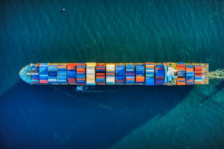 Container ship at sea
