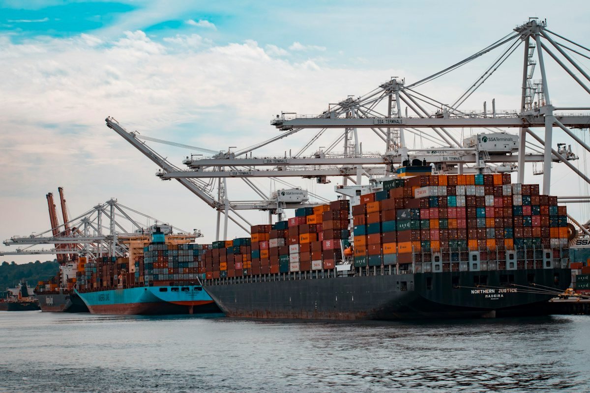 Container ship at port