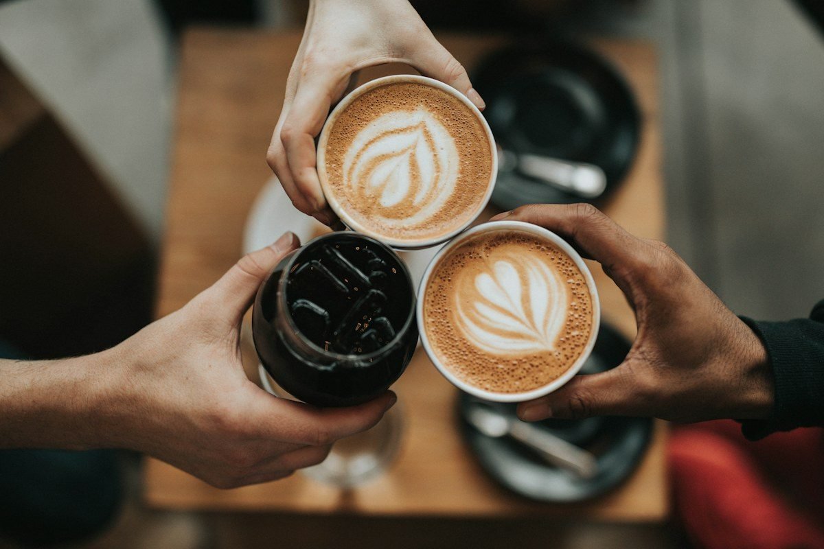 Latte art coffee cups